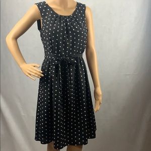 Talbots Sleeveless Polka Dot Tie Waist Aline